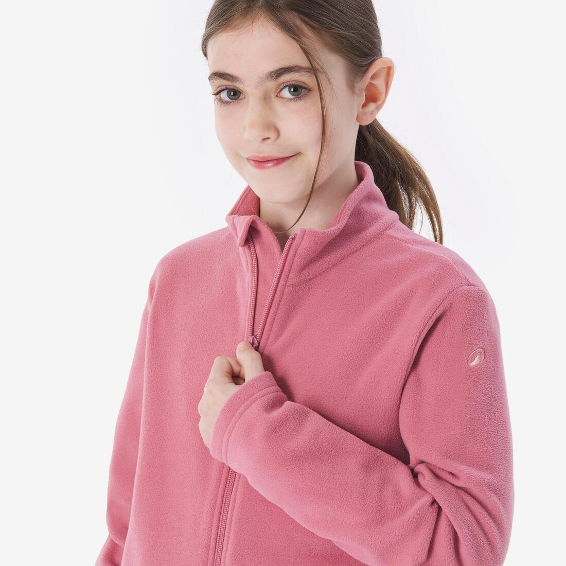 Kids Girls Zip-Up Fleece Jacket - MH100, Pink, No Color, large image number 4