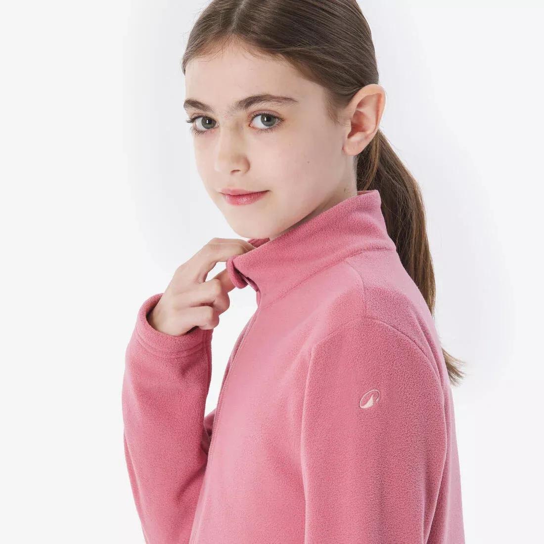 Kids Girls Zip-Up Fleece Jacket - MH100, Pink, No Color, large image number 5