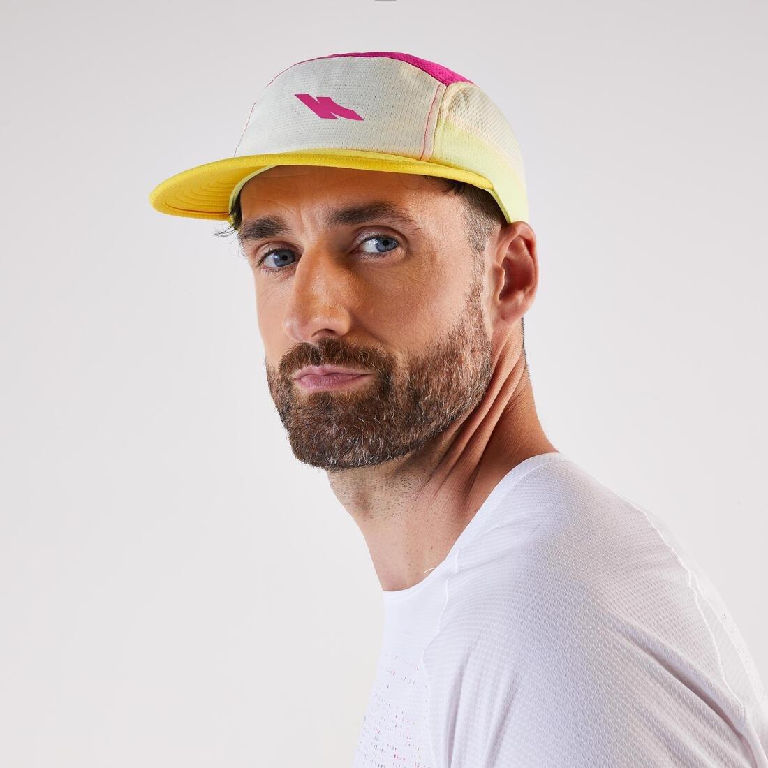 Unisex Running Cap - Kiprun 5 Panels, Pink, No Color, large image number 0