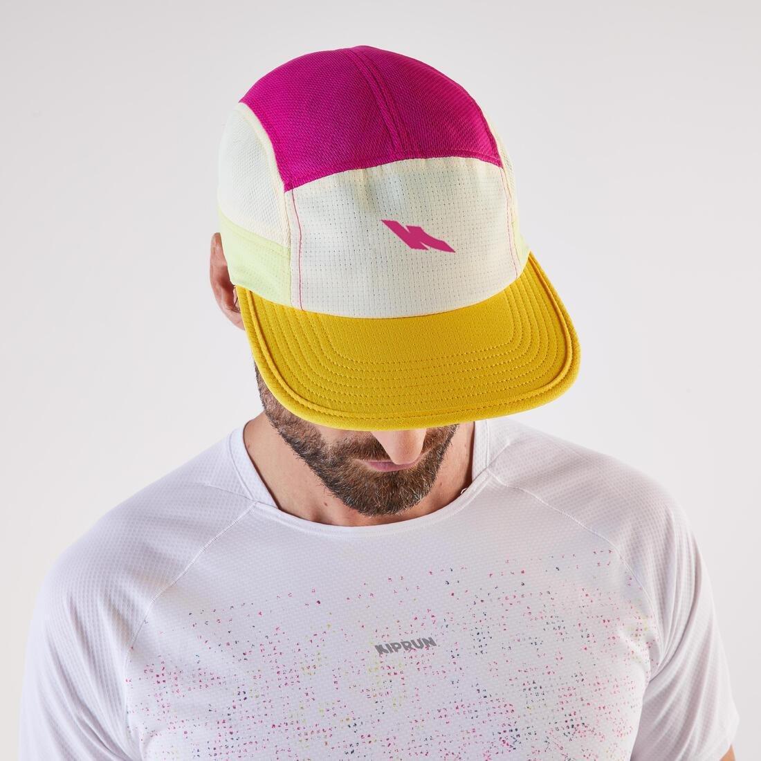 Unisex Running Cap - Kiprun 5 Panels, Pink, No Color, large image number 6