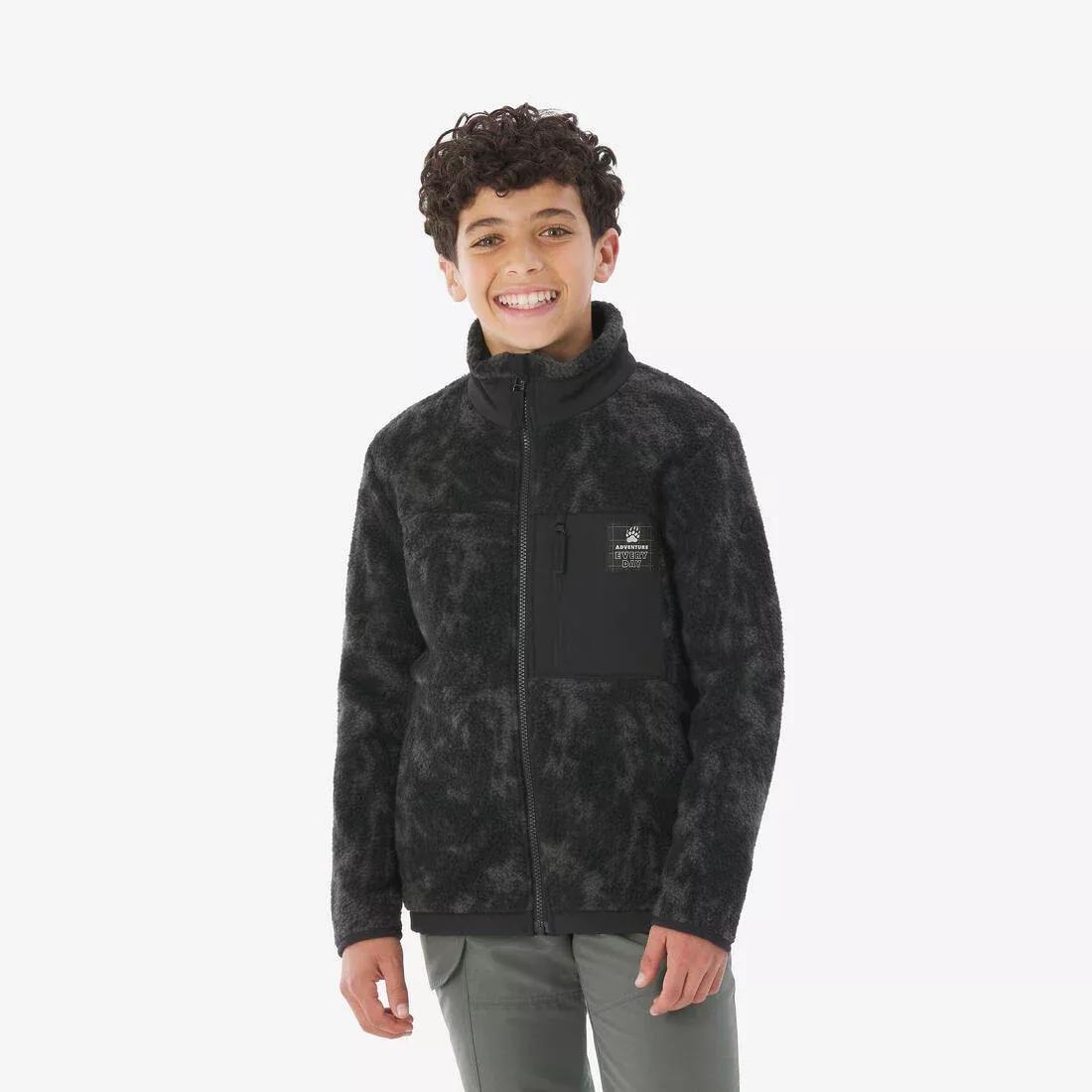 Kids Unisex Warm Fleece Sherpa Jacket - NH900 Zip - Camo, Grey, 5401_000, large image number 1