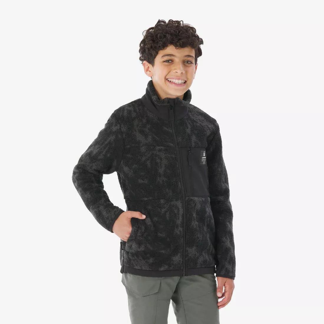 Kids Unisex Warm Fleece Sherpa Jacket - NH900 Zip - Camo, Grey, 5401_000, large image number 4