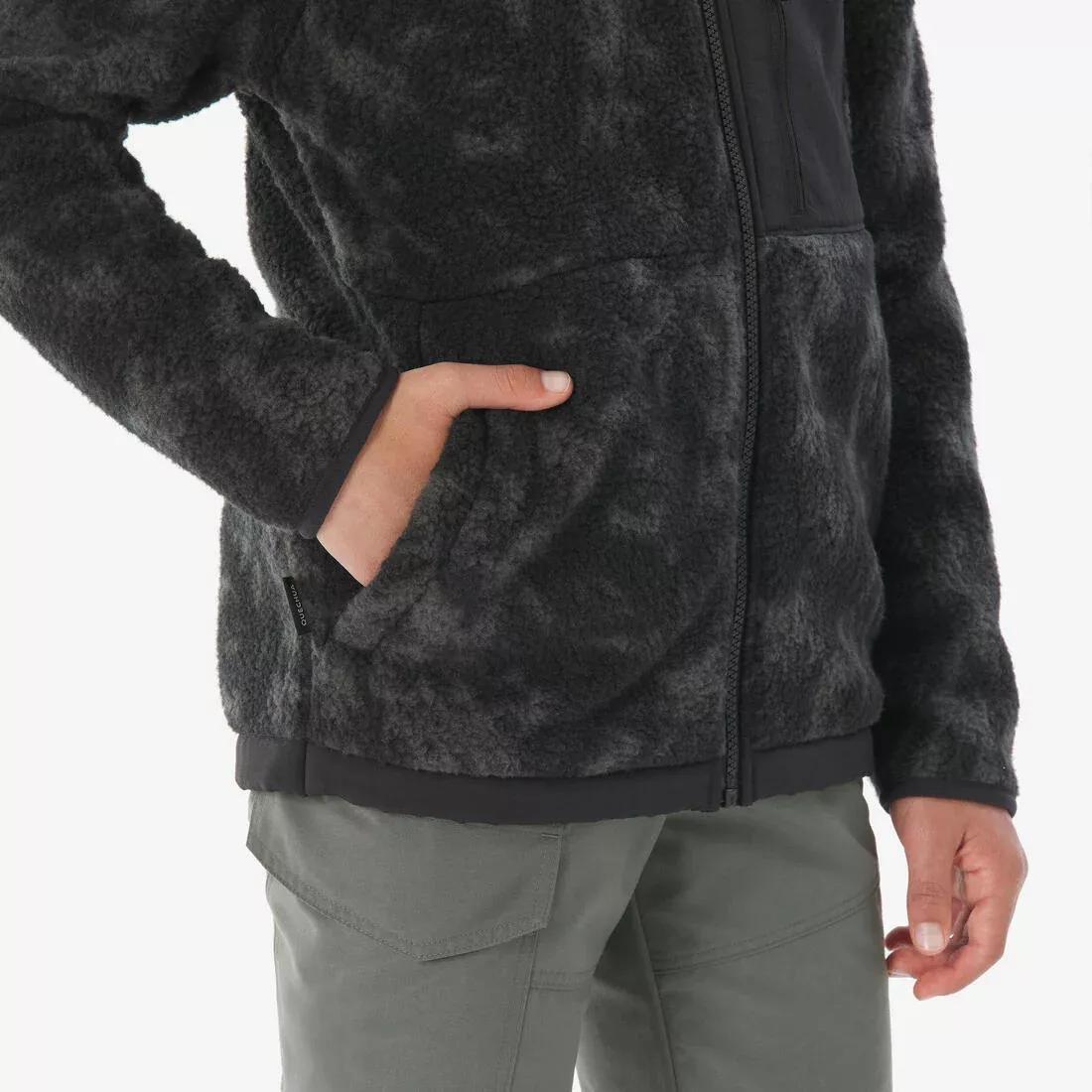 Kids Unisex Warm Fleece Sherpa Jacket - NH900 Zip - Camo, Grey, 5401_000, large image number 5