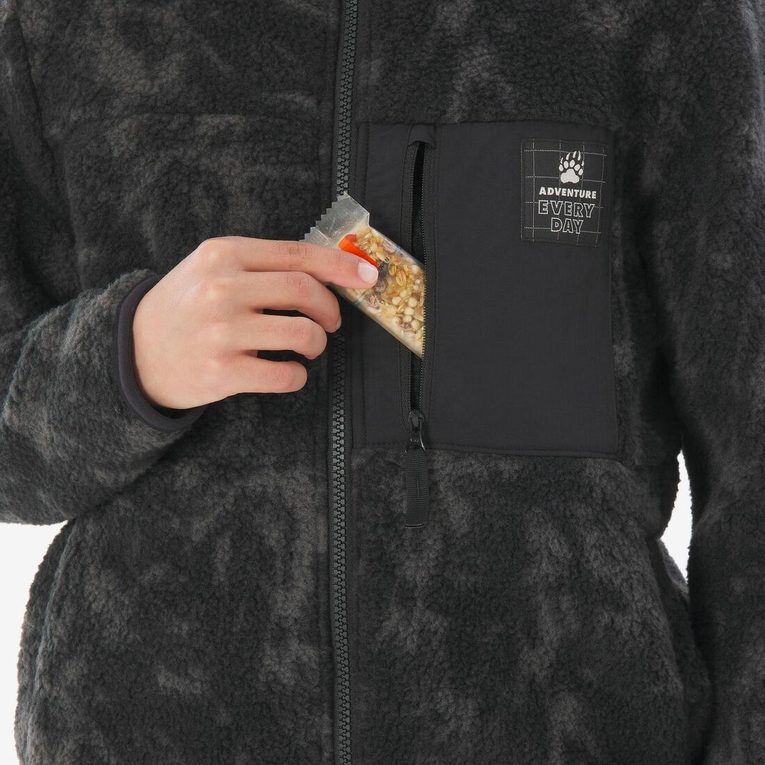 Kids Unisex Warm Fleece Sherpa Jacket - NH900 Zip - Camo, Grey, 5401_000, large image number 6