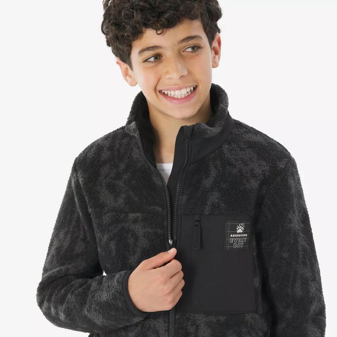 Kids Unisex Warm Fleece Sherpa Jacket - NH900 Zip - Camo, Grey, 5401_000, large image number 7