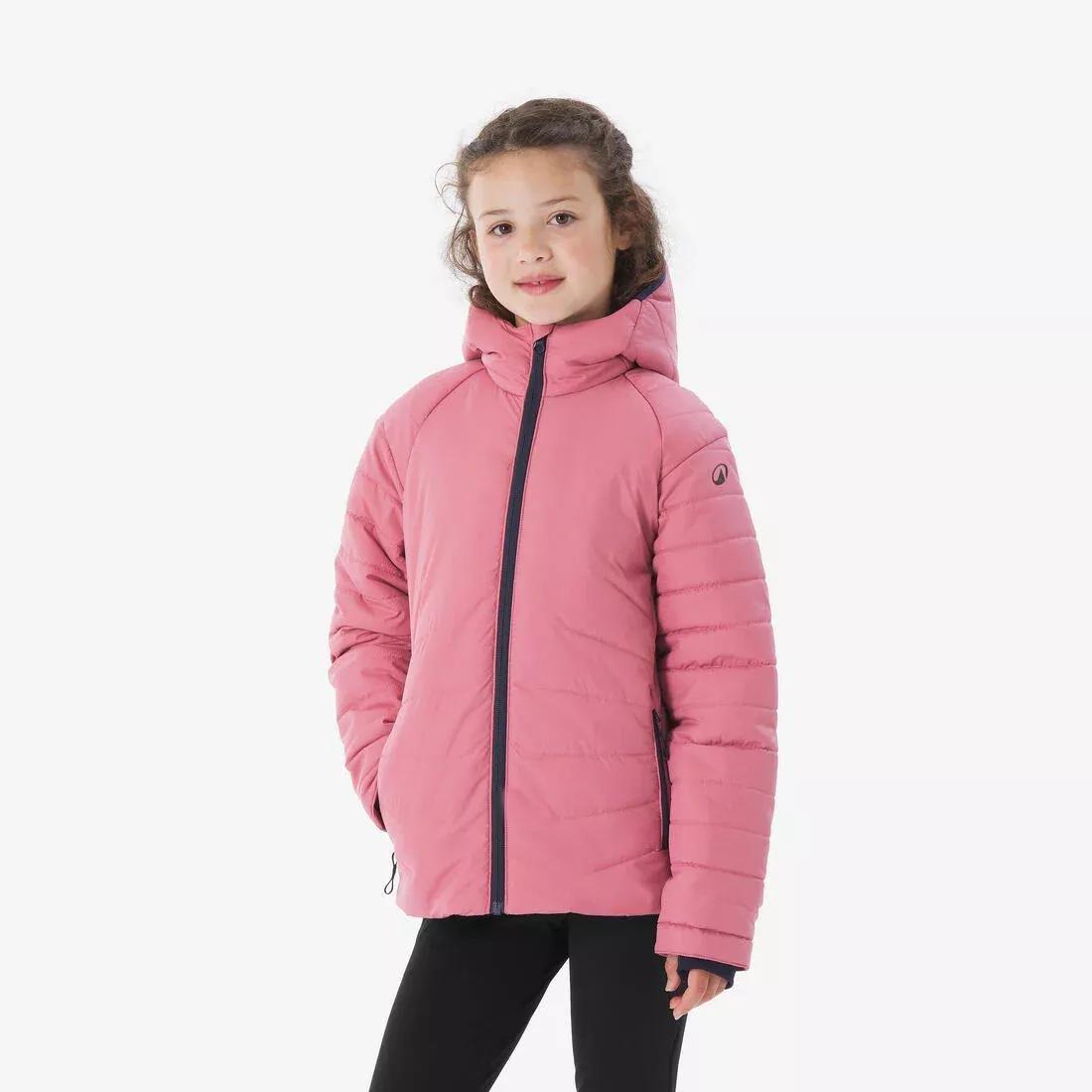 Kids Unisex Warm Padded Hiking Jacket MH 500 7-15 Years, Purple, No Color, medium