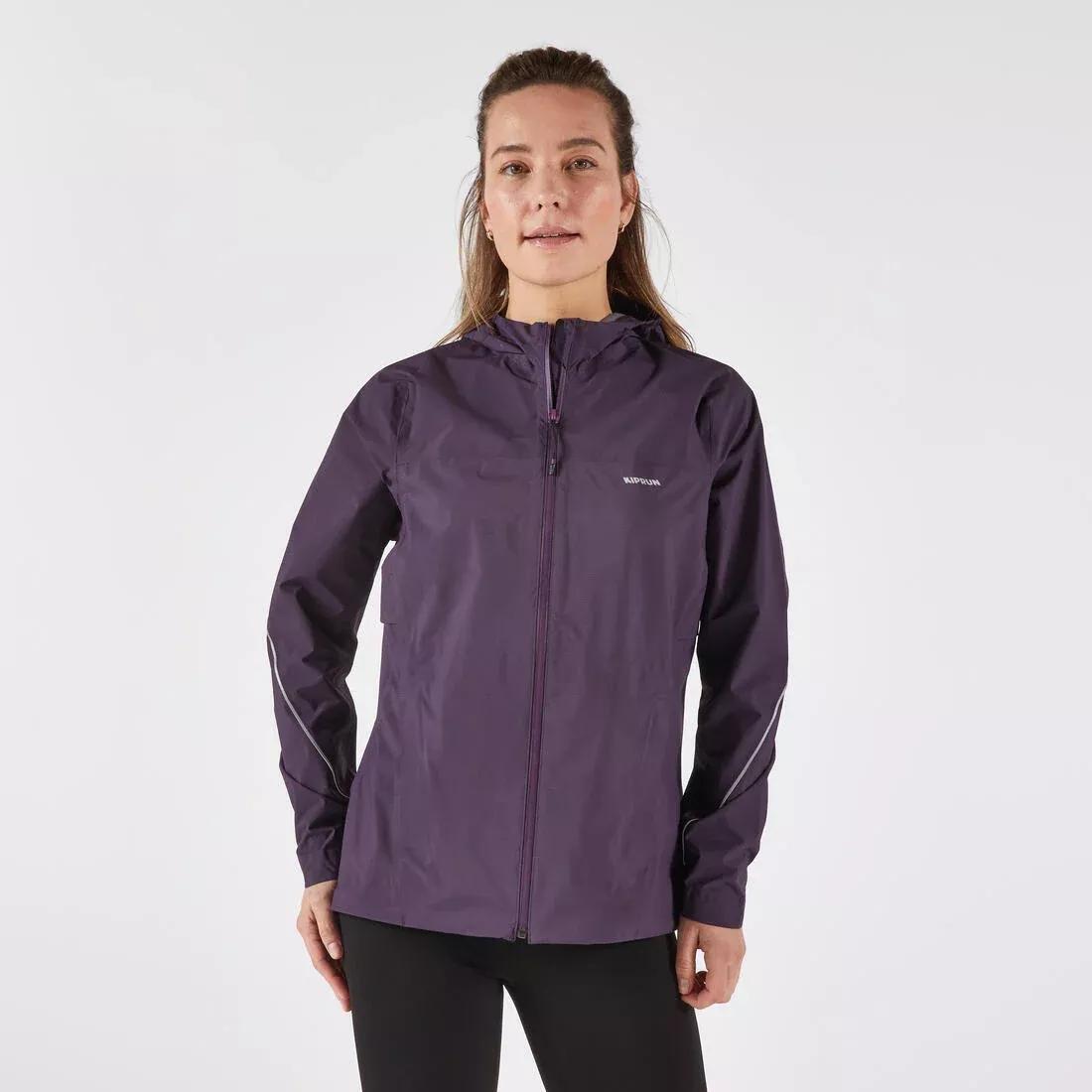 Women Waterproof Breathable Trail Running Jacket - Kiprun Run500, Burgundy, 5401_000, medium