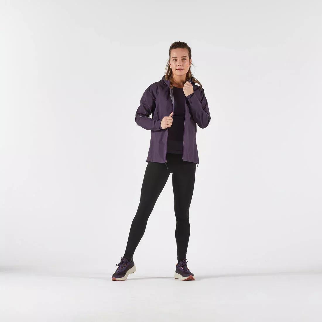Women Waterproof Breathable Trail Running Jacket - Kiprun Run500, Burgundy, 5401_000, medium