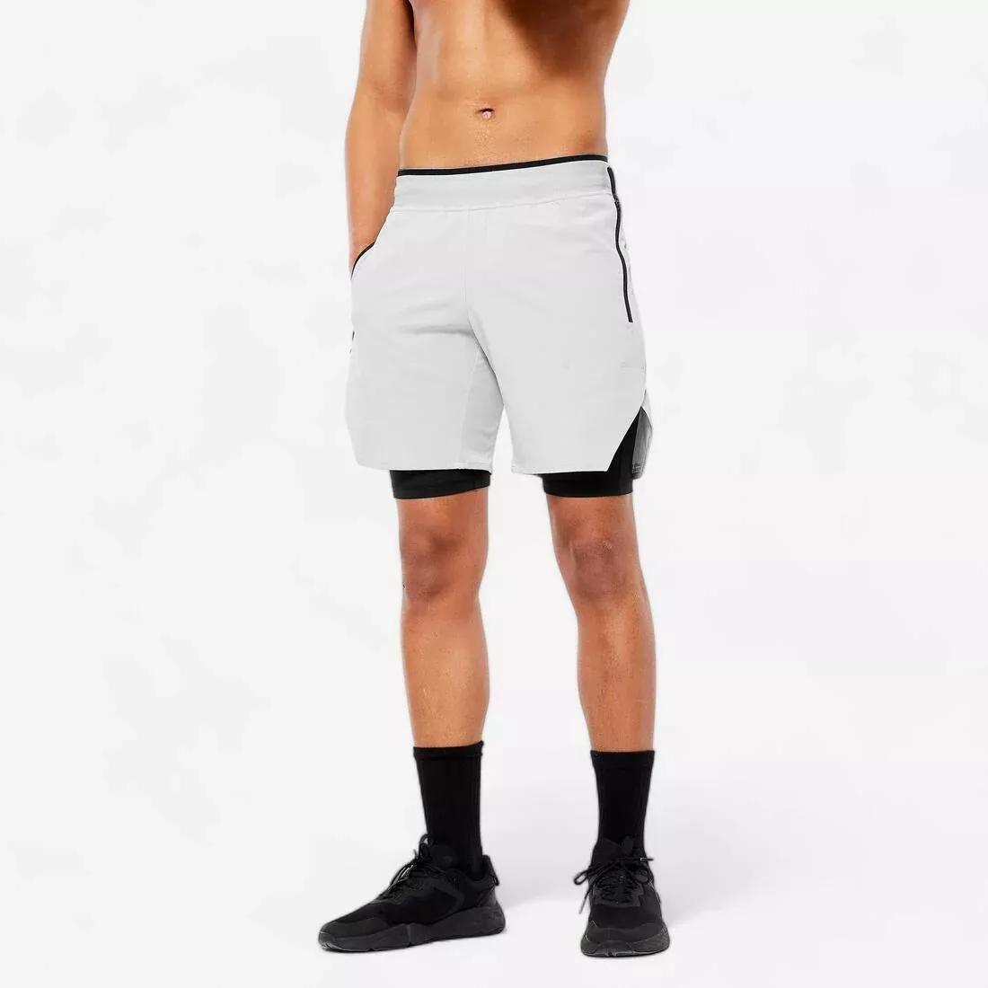 Breathable & Light Cross Training Shorts Celliant, Beige, No Color, large image number 1