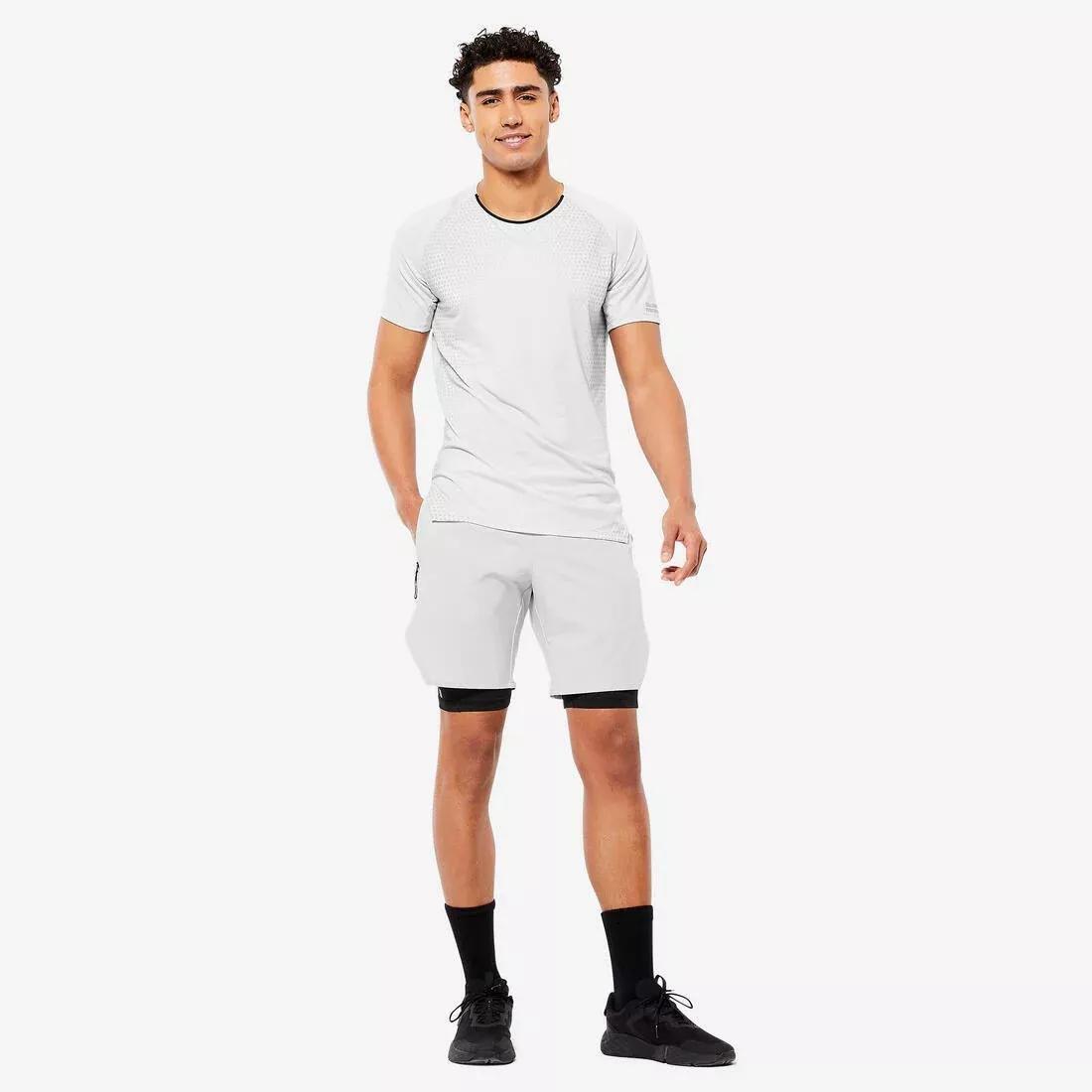 Breathable & Light Cross Training Shorts Celliant, Beige, No Color, large image number 5