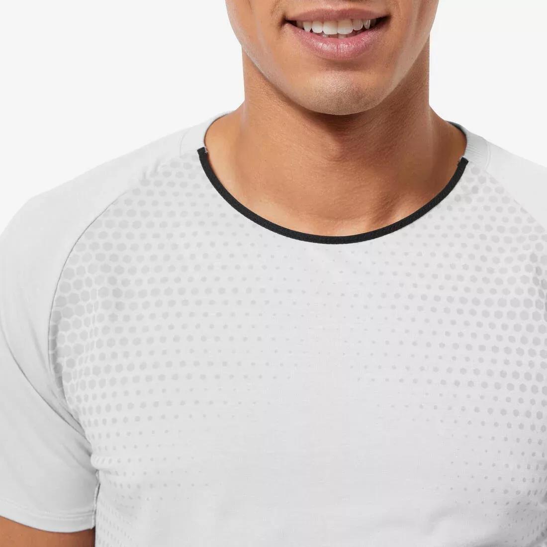Men Cross Training Breathable Short-Sleeved Performance T-Shirt, Beige, No Color, large image number 4