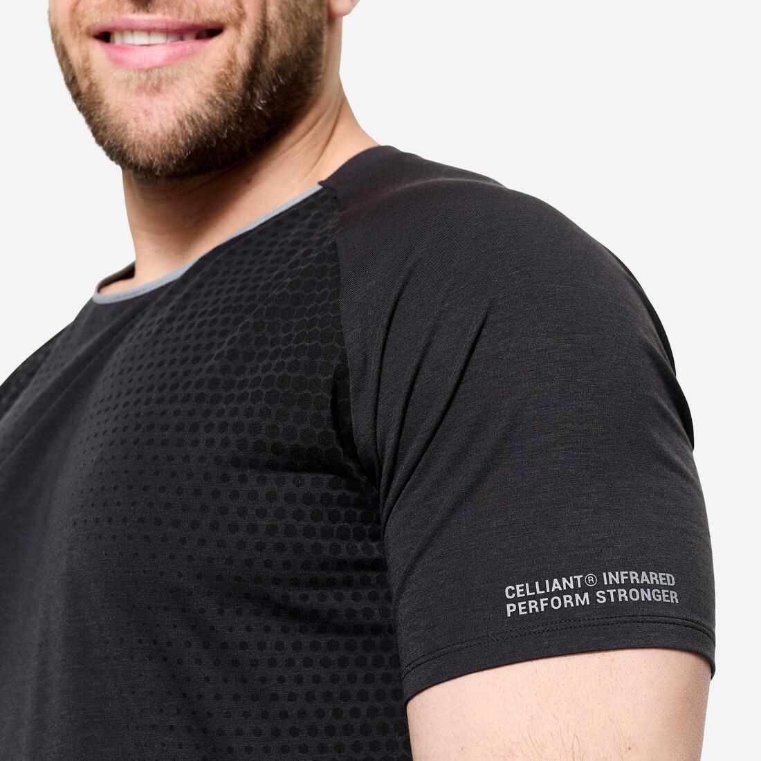 Men Cross Training Breathable Short-Sleeved Performance T-Shirt, Beige, No Color, large image number 5