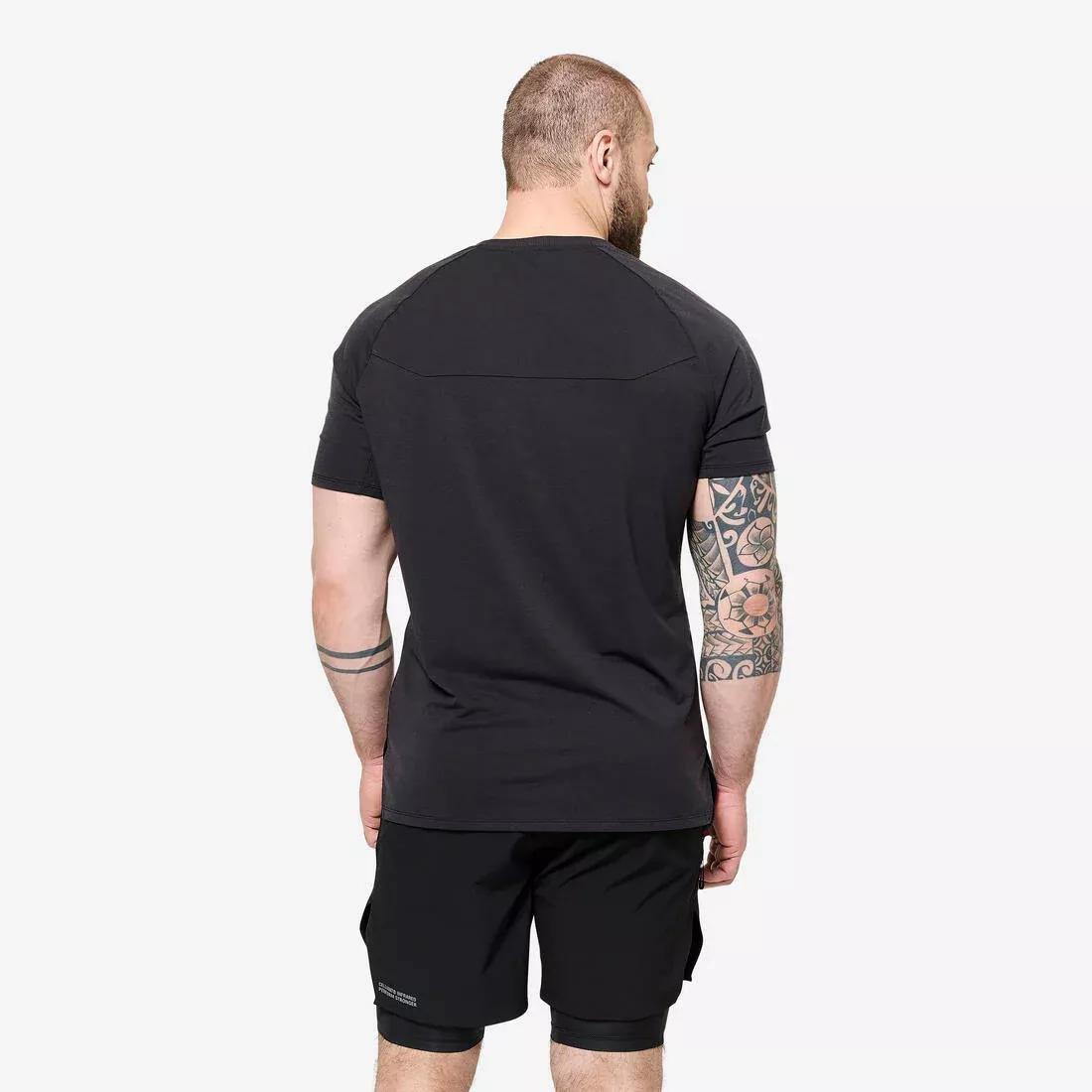Men Cross Training Breathable Short-Sleeved Performance T-Shirt, Beige, No Color, large image number 6