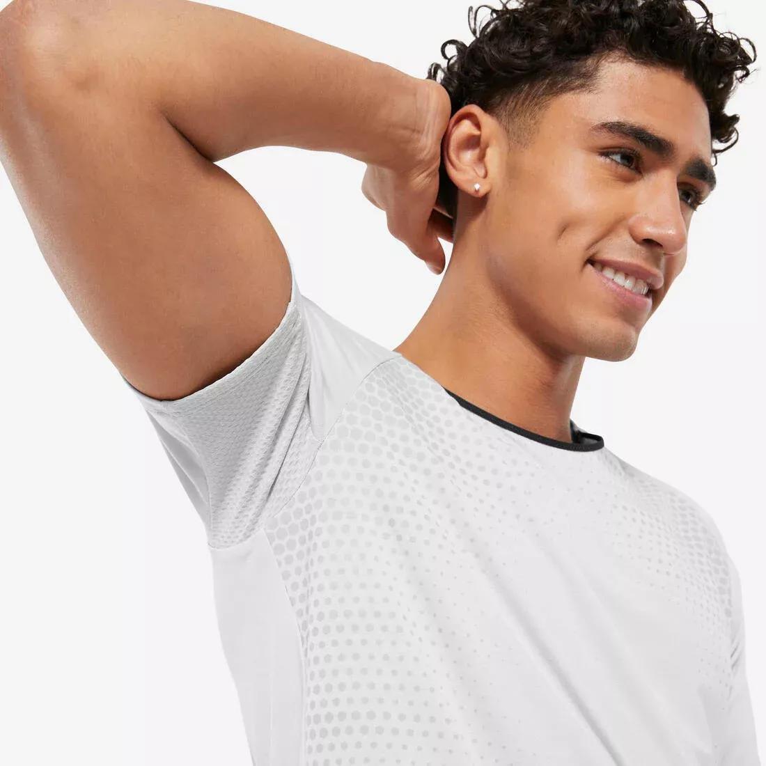 Men Cross Training Breathable Short-Sleeved Performance T-Shirt, Beige, No Color, large image number 7
