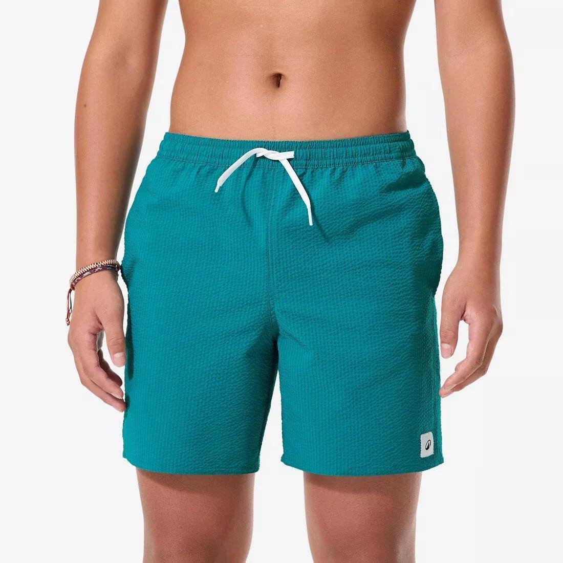 Kids Surfing Swim Shorts - 100 Seersucker, Green, No Color, large image number 0
