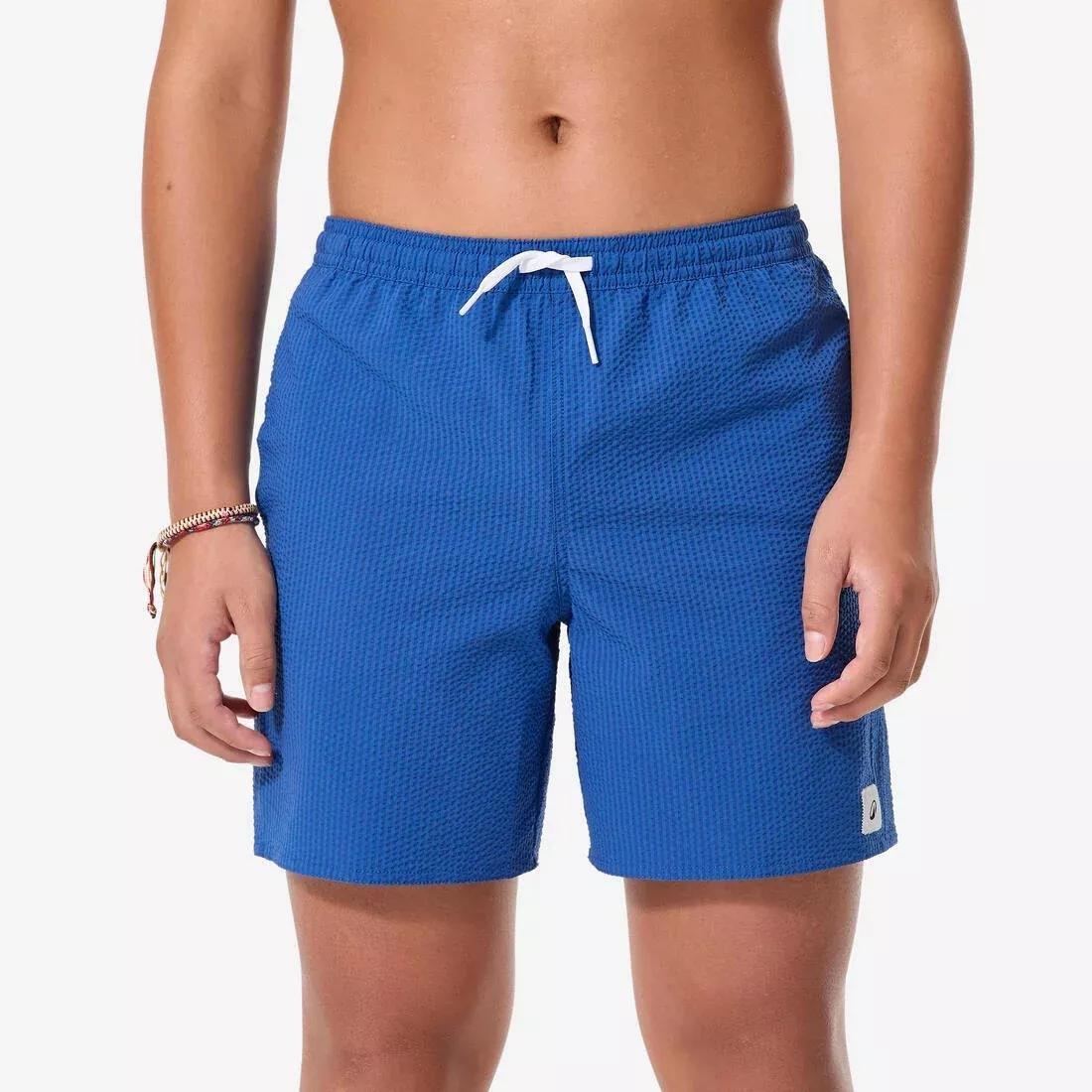 Kids Surfing Swim Shorts - 100 Seersucker, Green, No Color, large image number 1