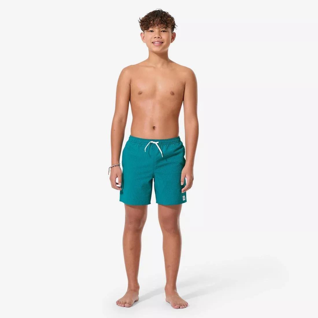 Kids Surfing Swim Shorts - 100 Seersucker, Green, No Color, large image number 2