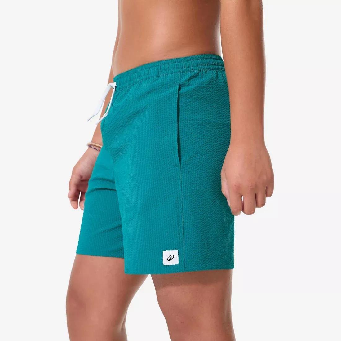Kids Surfing Swim Shorts - 100 Seersucker, Green, No Color, large image number 6