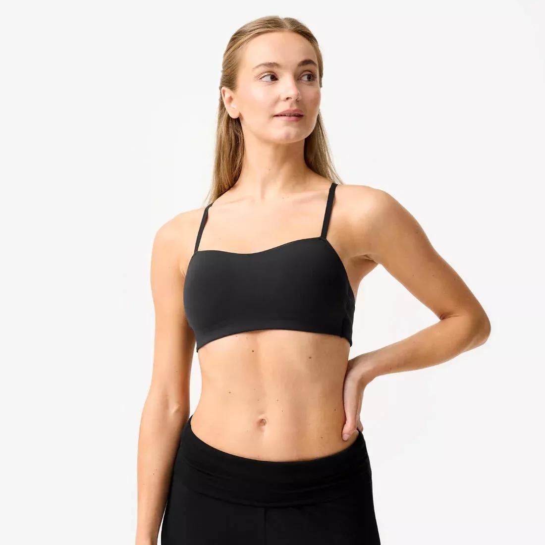 Women Soft Strappy Light Support Sports Bra, Black, No Color, large image number 0