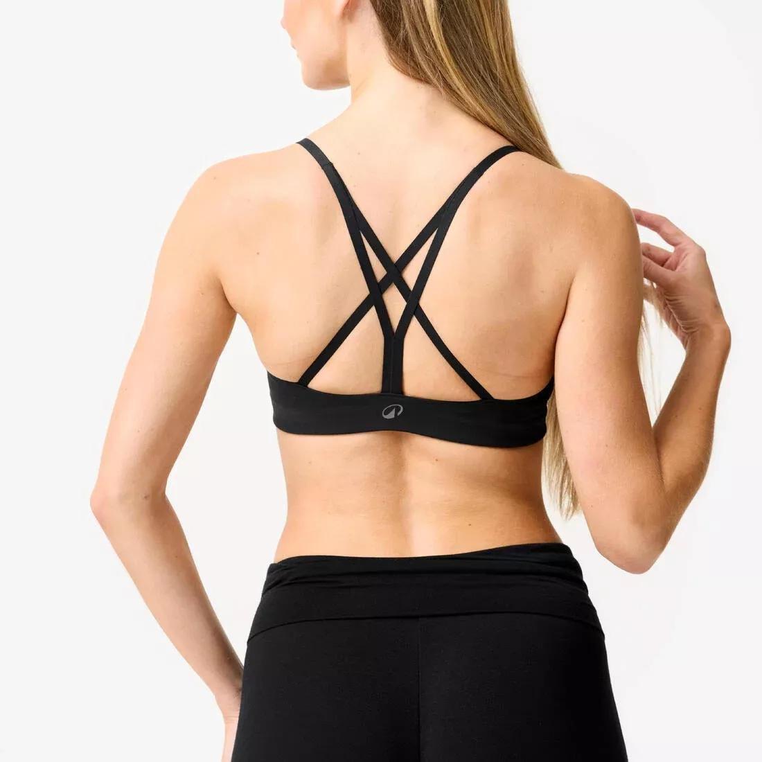 Women Soft Strappy Light Support Sports Bra, Black, No Color, large image number 3