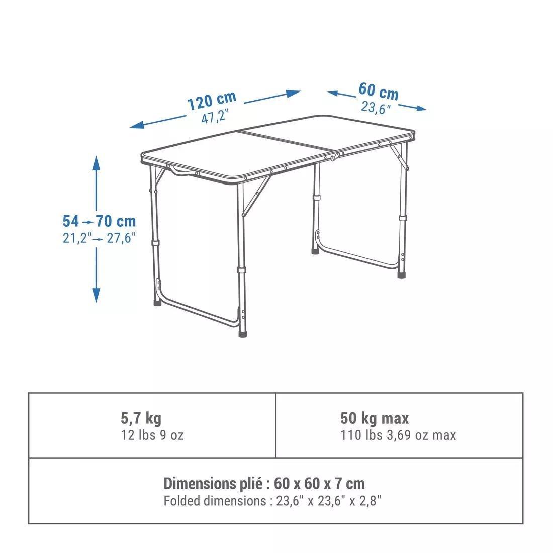 Folding Camping Table - 4 To 6 People, Black, No Color, large image number 3