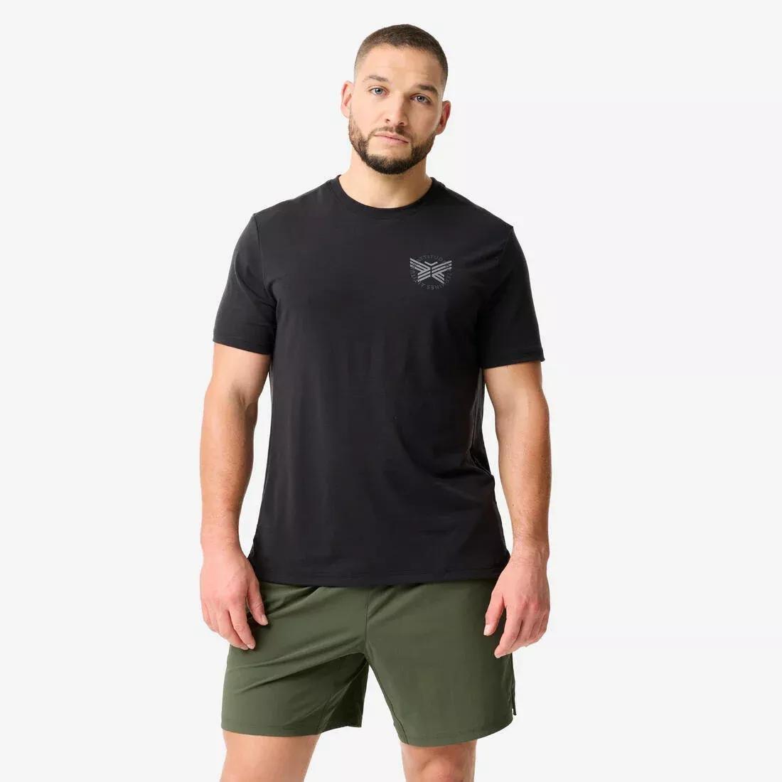Men Lightweight Stretch Sport T-Shirt, Beige, No Color, large image number 0