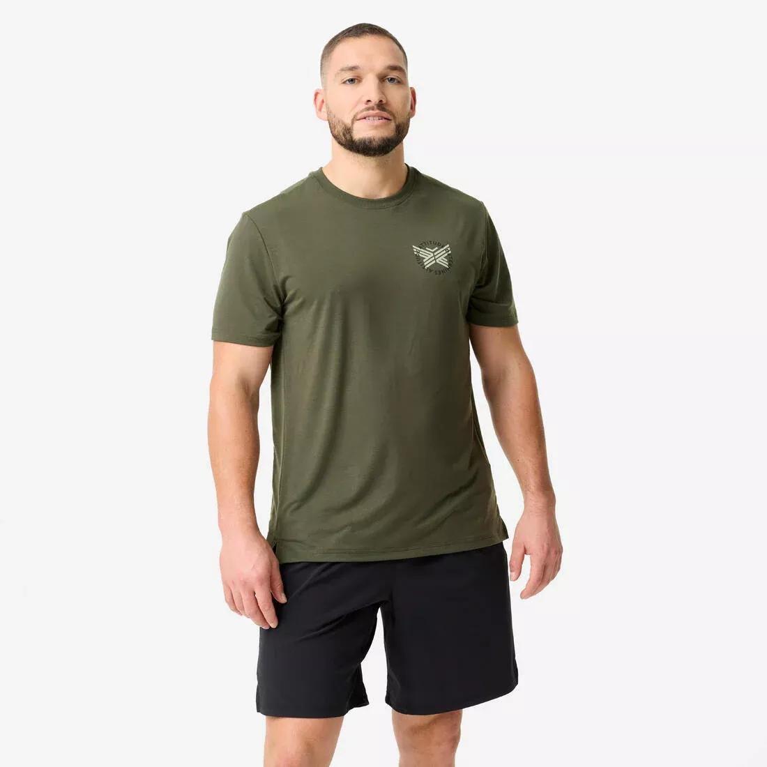 Men Lightweight Stretch Sport T-Shirt, Beige, No Color, large image number 1