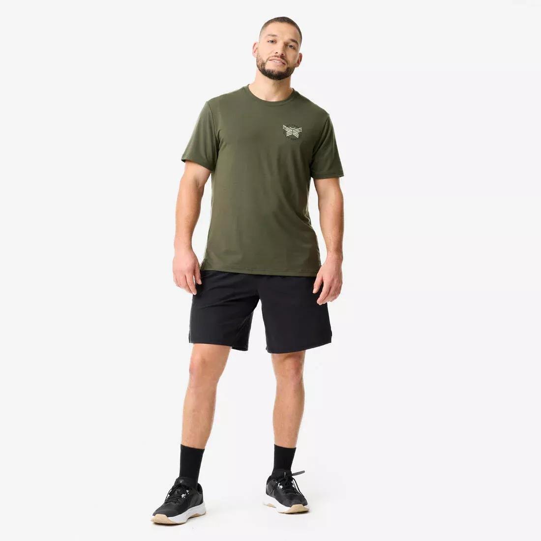 Men Lightweight Stretch Sport T-Shirt, Beige, No Color, large image number 2