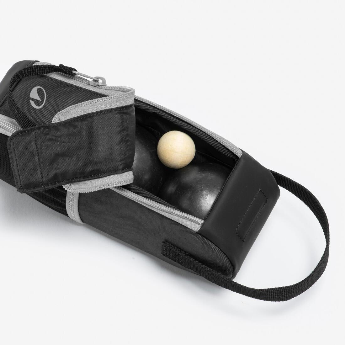 Semi-Rigid Bag For 3 Black Petanque Boules, Black, No Color, large image number 5