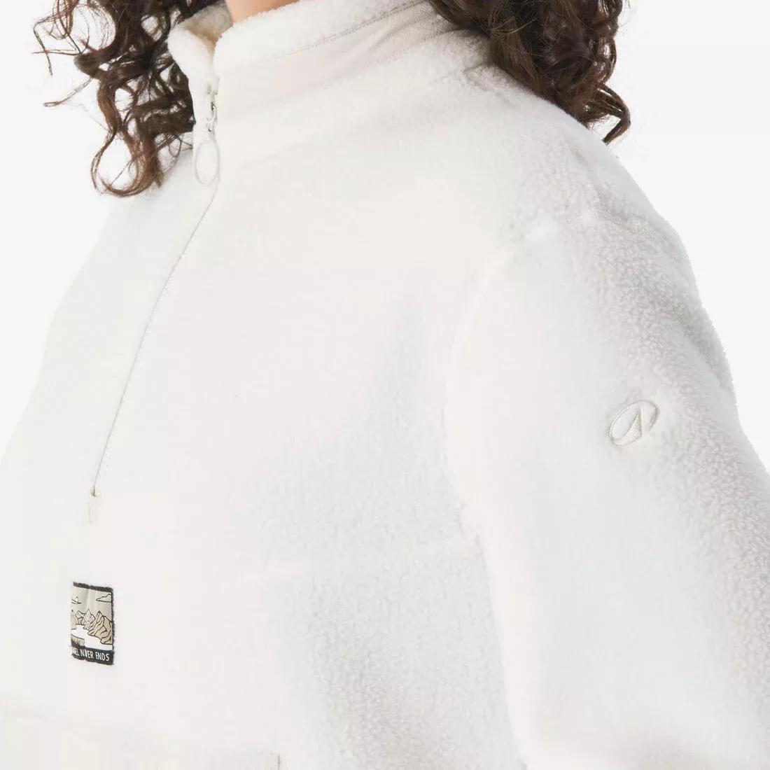 Women Sherpa Mountain Hiking Fleece - MH100 1/2 Zip, White, No Color, large image number 6
