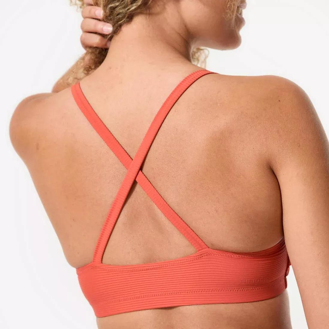Women Swimming Textured Crop Top Swimsuit Top - Lila Simy Terracotta, Orange, No Color, large image number 4