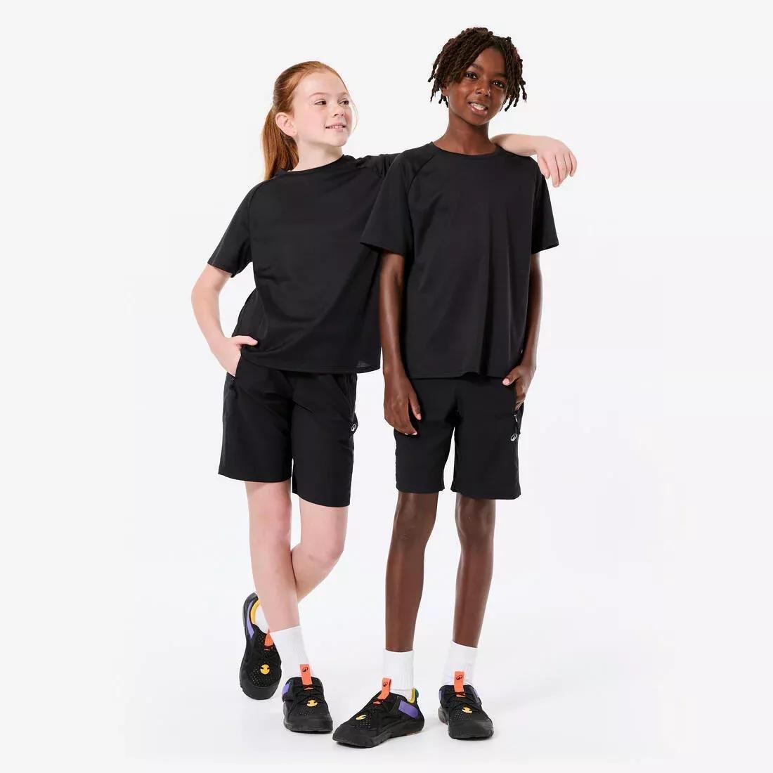 Kids Unisex Plain Synthetic T-Shirt, Black, No Color, large image number 2