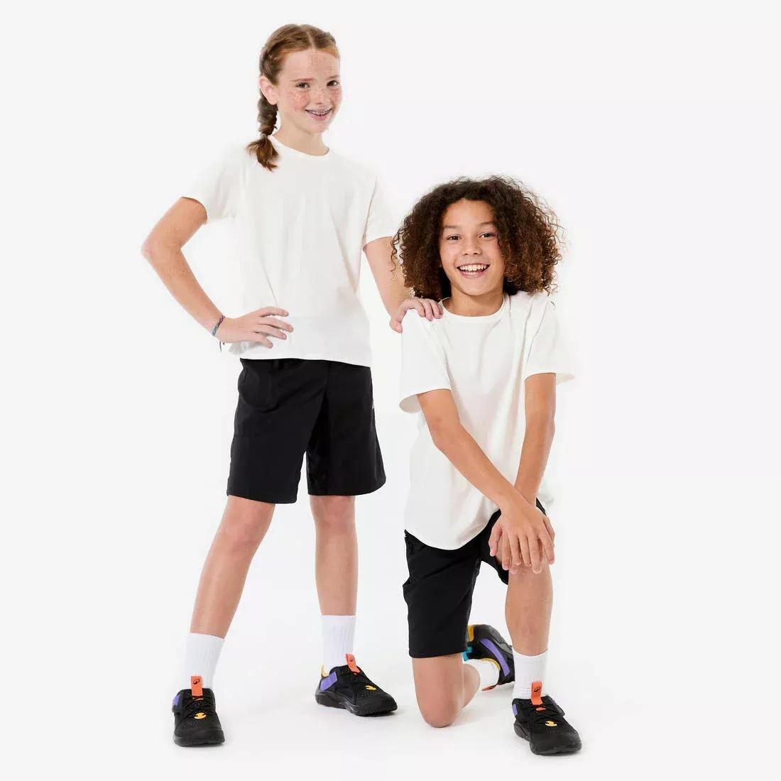 Kids Unisex Plain Synthetic T-Shirt, Black, No Color, large image number 3