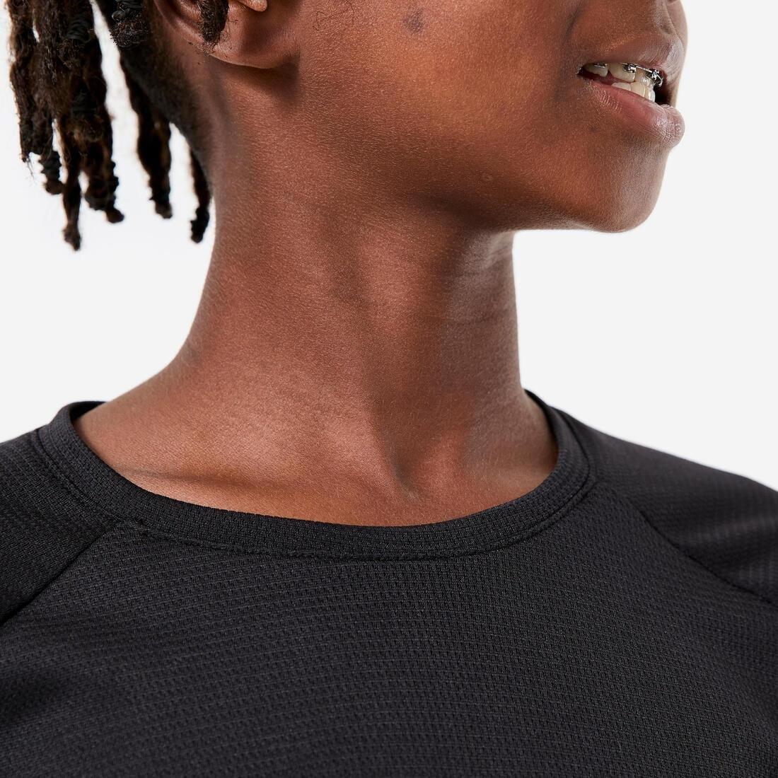 Kids Unisex Plain Synthetic T-Shirt, Black, No Color, large image number 4