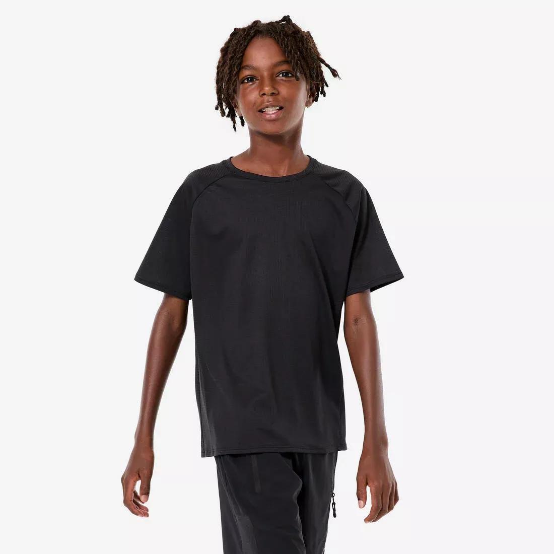Kids Unisex Plain Synthetic T-Shirt, Black, No Color, large image number 9
