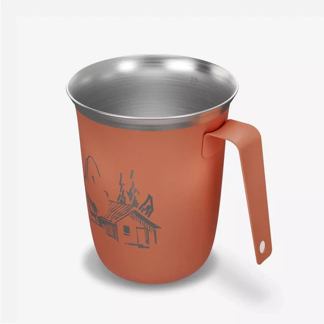 0.5L Stainless Steel Camping Cup, Black, No Color, large image number 5