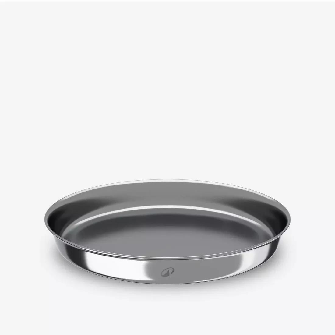 Normal L Size Stainless Steel Camping Plate - Diam 19 cm, Grey, No Color, large image number 0