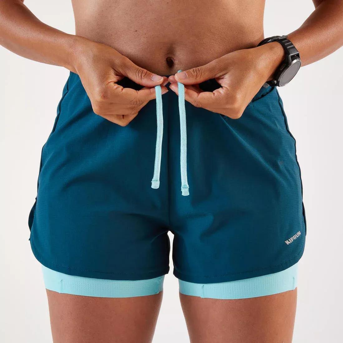 Women 2-in-1 running & trail running shorts - Kiprun Run 500 Comfort, Grey, No Color, large image number 5
