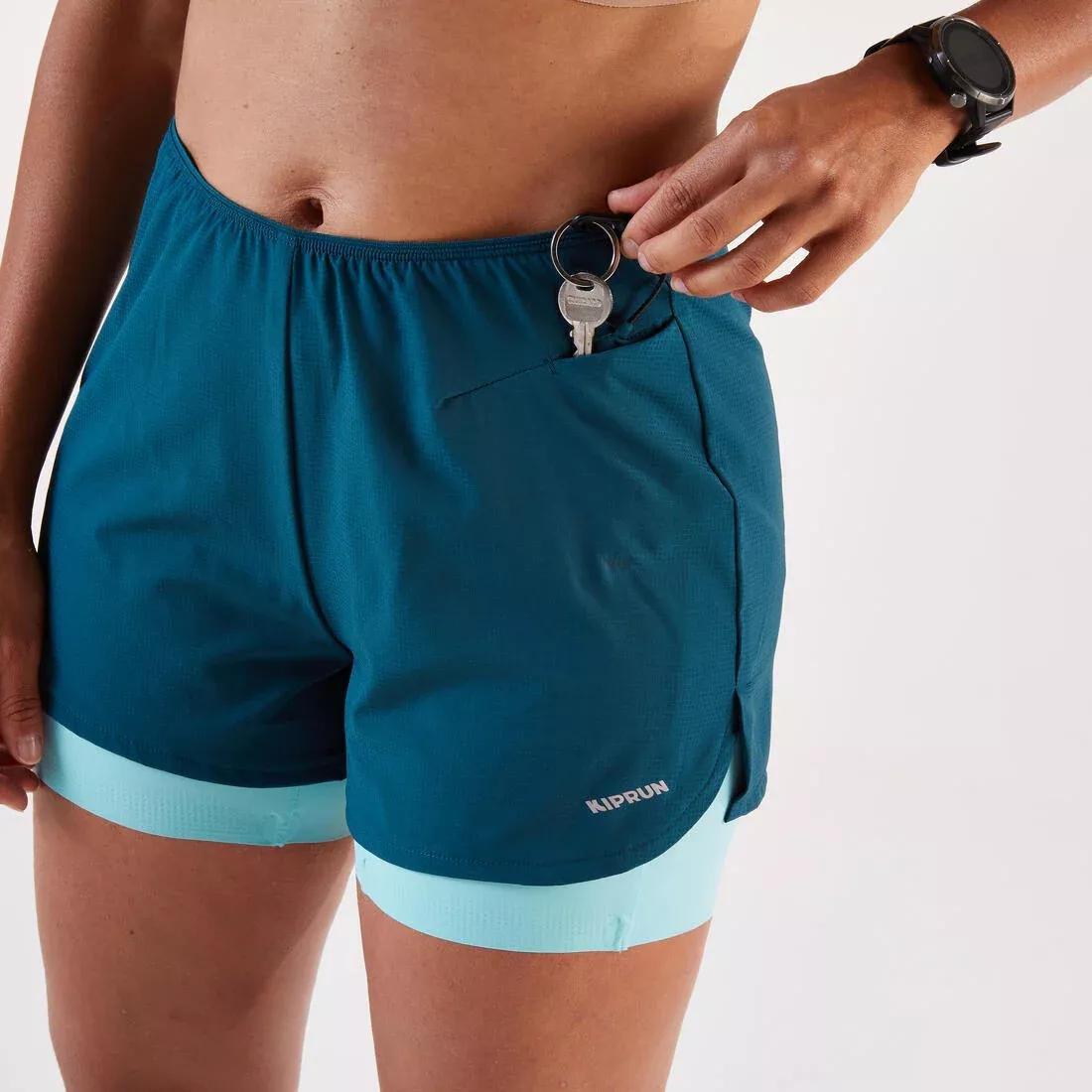 Women 2-in-1 running & trail running shorts - Kiprun Run 500 Comfort, Grey, No Color, large image number 7