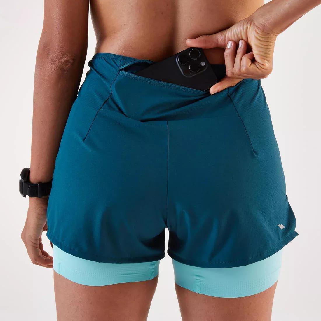 Women 2-in-1 running & trail running shorts - Kiprun Run 500 Comfort, Grey, No Color, large image number 8