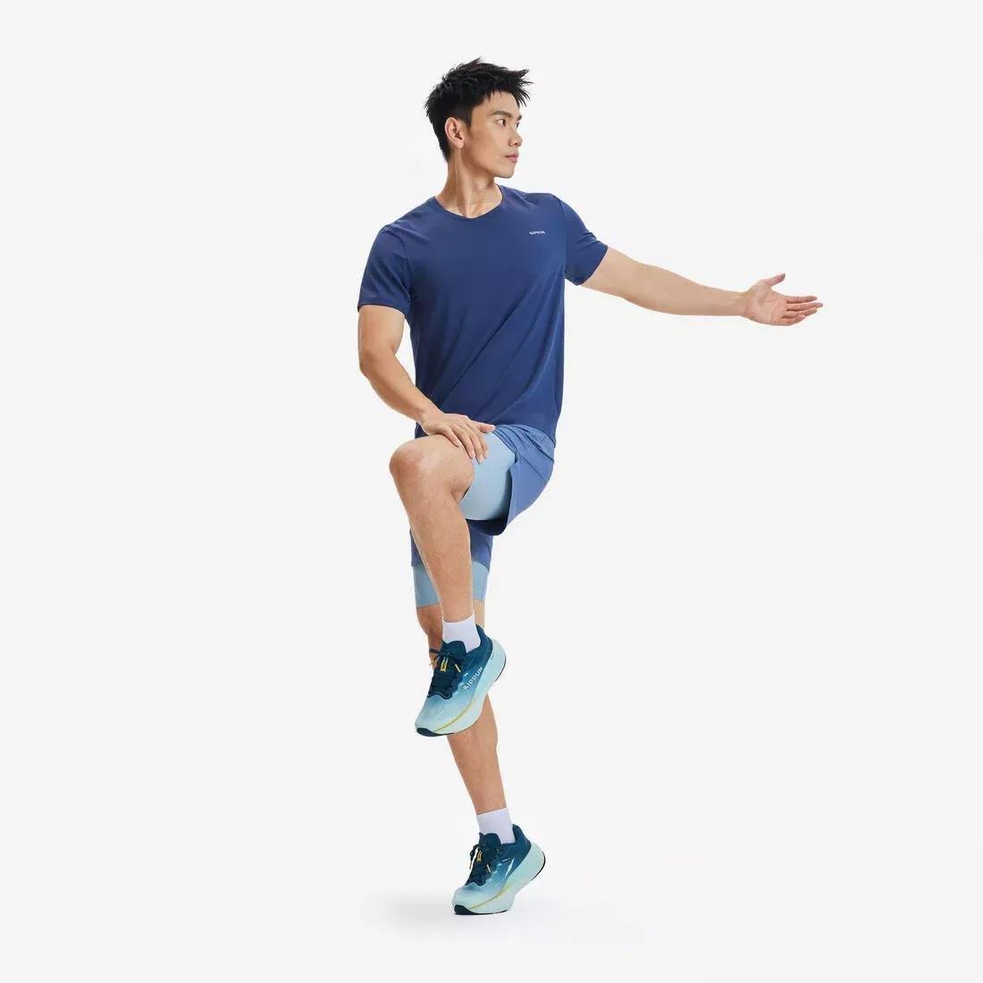 Men 2 In 1 Running Shorts - Kiprun Run 500 Comfort, Blue, No Color, large image number 6