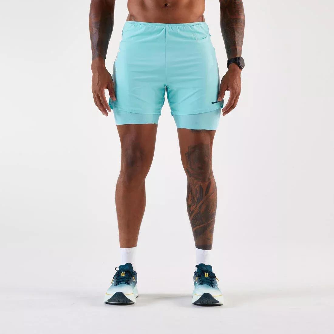 Men 2 In 1 Running Shorts - Kiprun Run 500 Comfort, Grey, No Color, large image number 0
