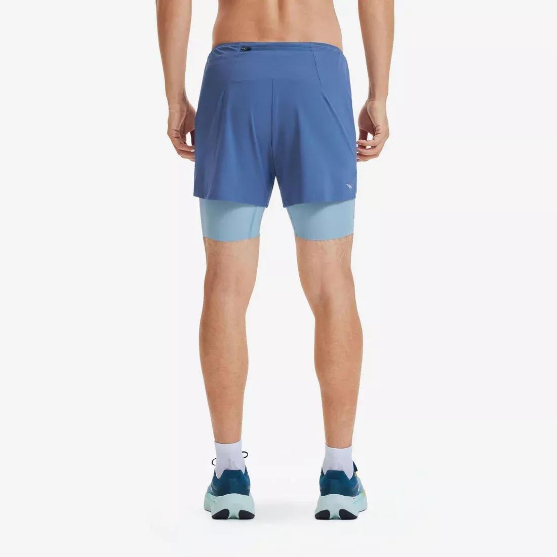 Men 2 In 1 Running Shorts - Kiprun Run 500 Comfort, Grey, No Color, large image number 3