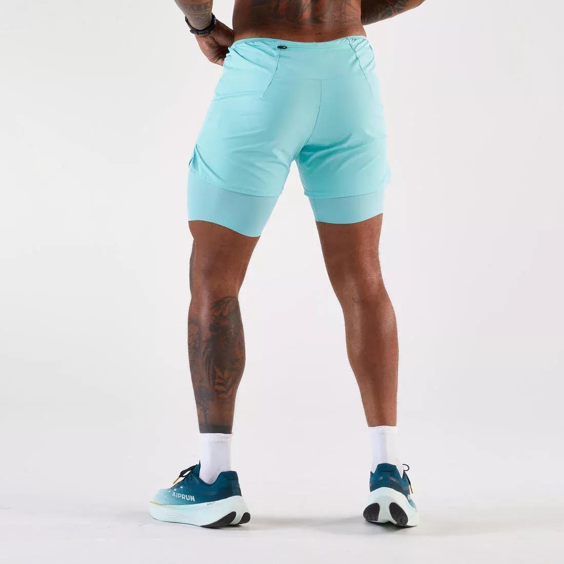 Men 2 In 1 Running Shorts - Kiprun Run 500 Comfort, Grey, No Color, large image number 4