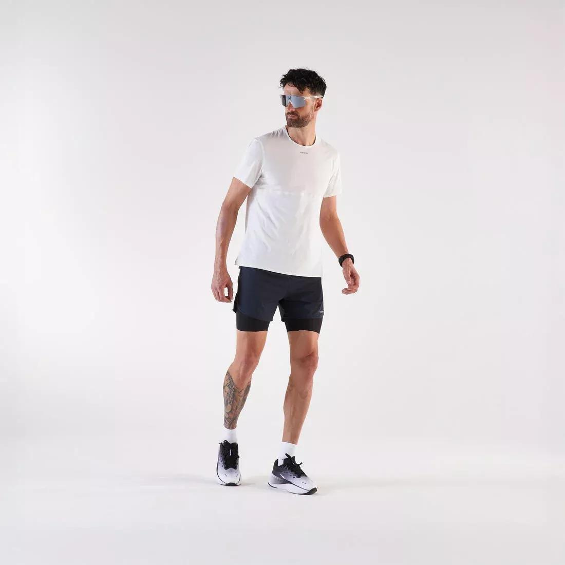 Men 2 In 1 Running Shorts - Kiprun Run 500 Comfort, Grey, No Color, large image number 8