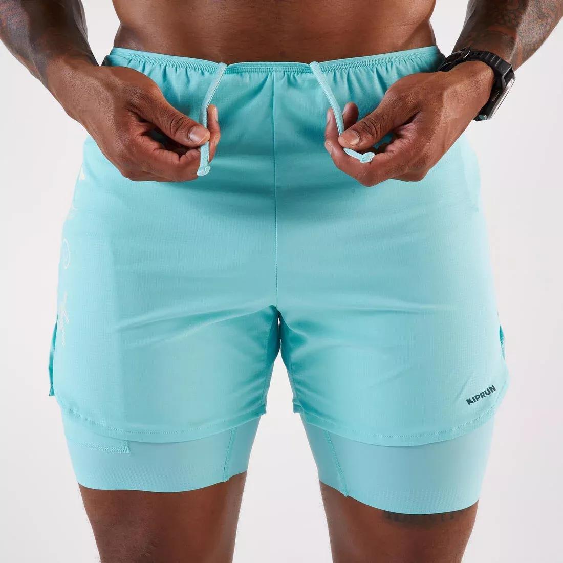 Men 2 In 1 Running Shorts - Kiprun Run 500 Comfort, Grey, No Color, large image number 9