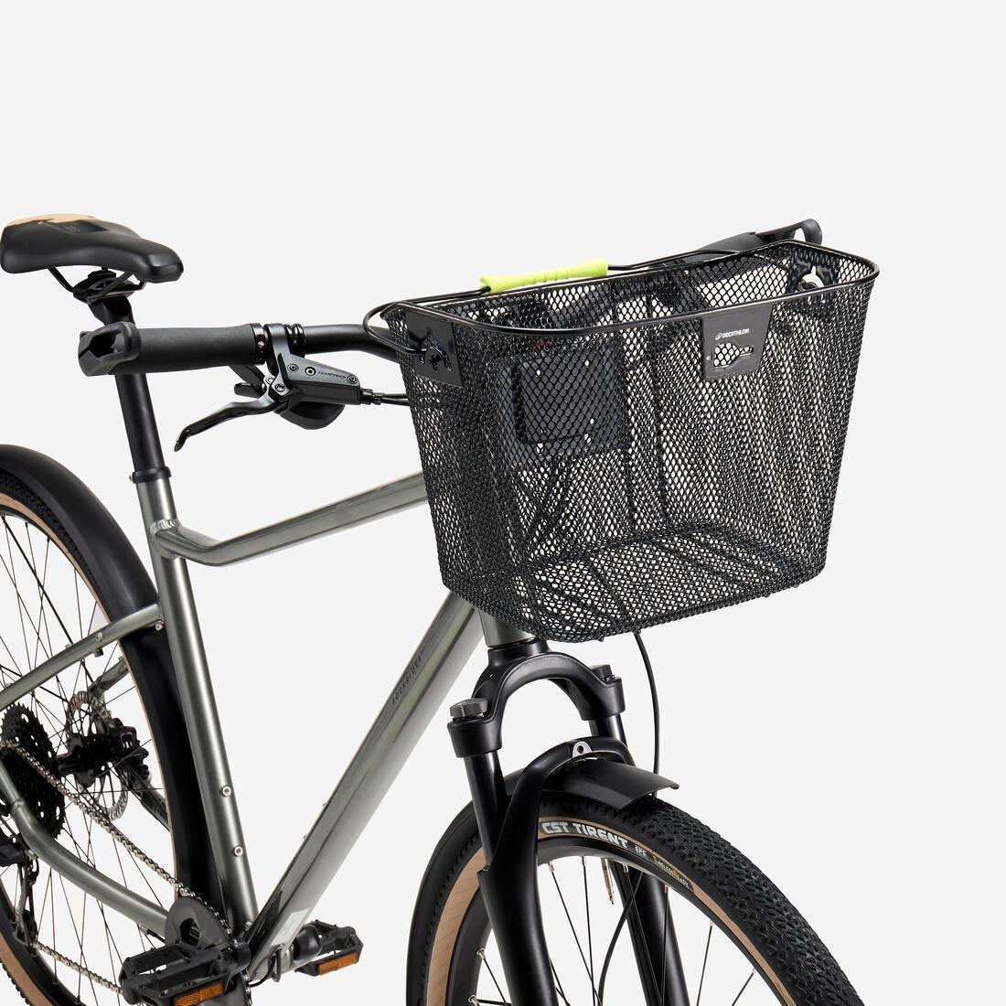 Front Bike Basket - 500 - 12 Litres - Handlebar 22.2-31.8 mm, Black, No Color, medium