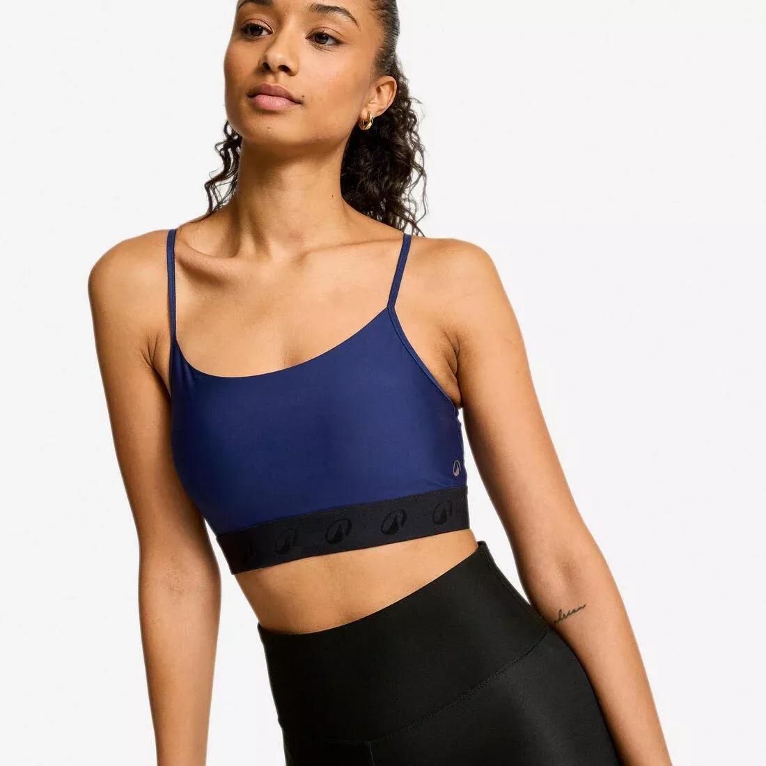 Women Light Support Thin Crossover Strap Sports Bra, Blue, No Color, medium