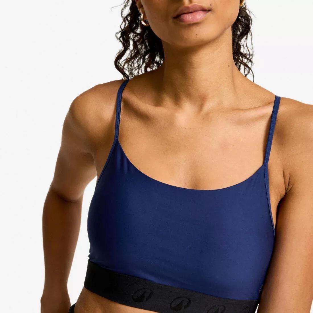 Women Light Support Thin Crossover Strap Sports Bra, Blue, No Color, large image number 3