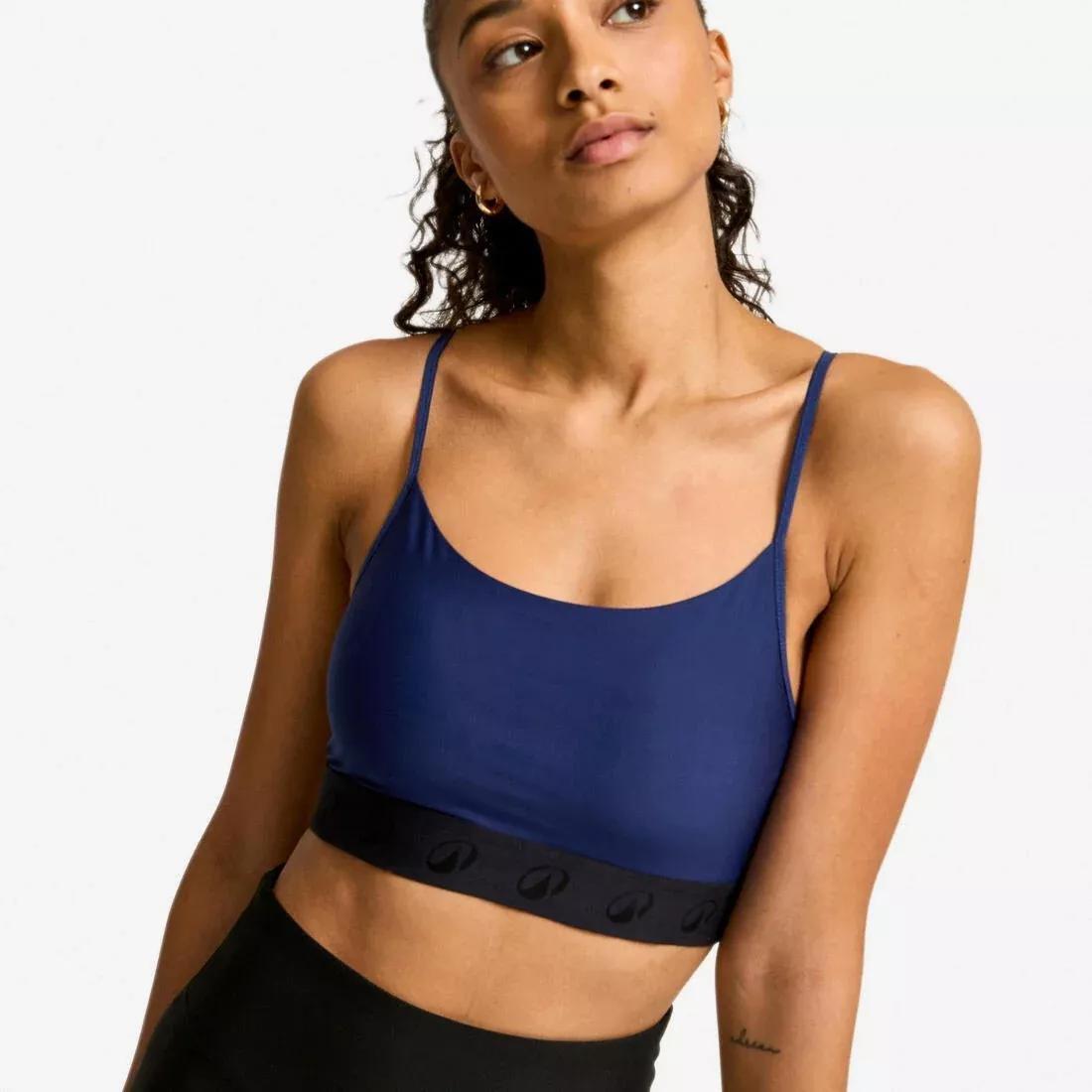 Women Light Support Thin Crossover Strap Sports Bra, Blue, No Color, large image number 4
